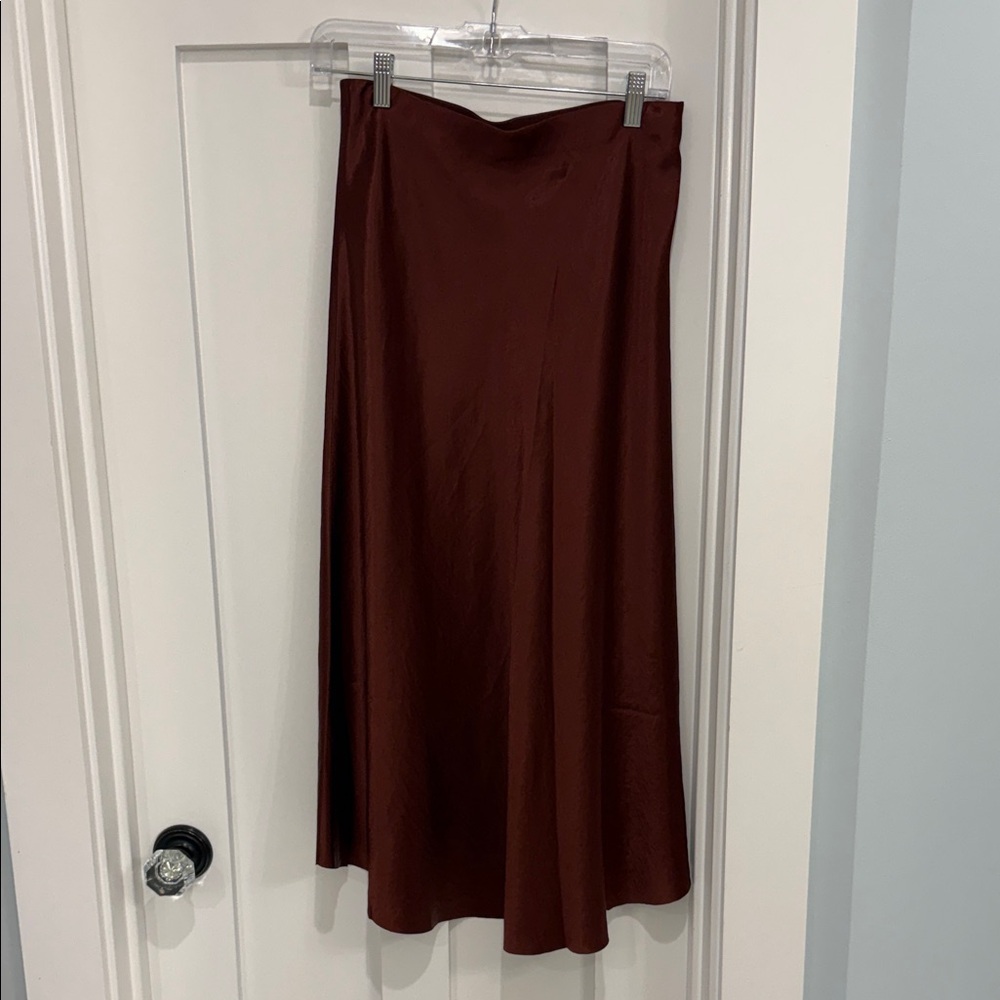 Vince satin skirt in Rich Brown